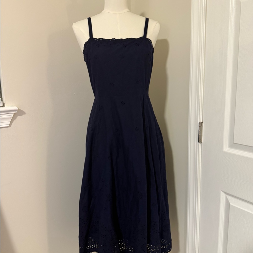 Gap Navy Blue Halter Midi Dress w/Lace Trim